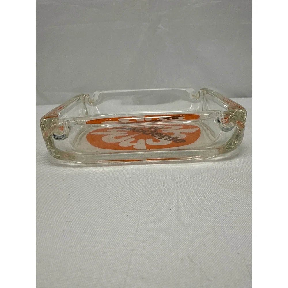 Hoteles El Presidente Glass‎ Ashtray Vintage Orange Flower Logo Collectible MCM